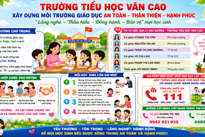 TRƯỜNG TIỂU HỌC VĂN CAO ĐẨY MẠNH CÔNG TÁC BẢO VỆ TRẺ EM, PHÒNG CHỐNG BẠO LỰC, XÂM HẠI TRẺ EM