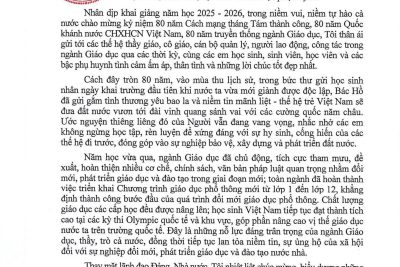 Thư Chủ tịch nước gửi ngày khai giảng năm học 2025-2026